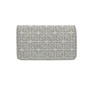 LA Regale Imitation Pearl Grid Flap Clutch
